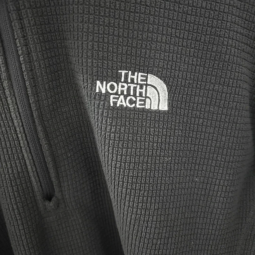 The North Face Mens Fleece Jacket Gray Textured 1/4 Zip Long Sleeve Mock Neck XL